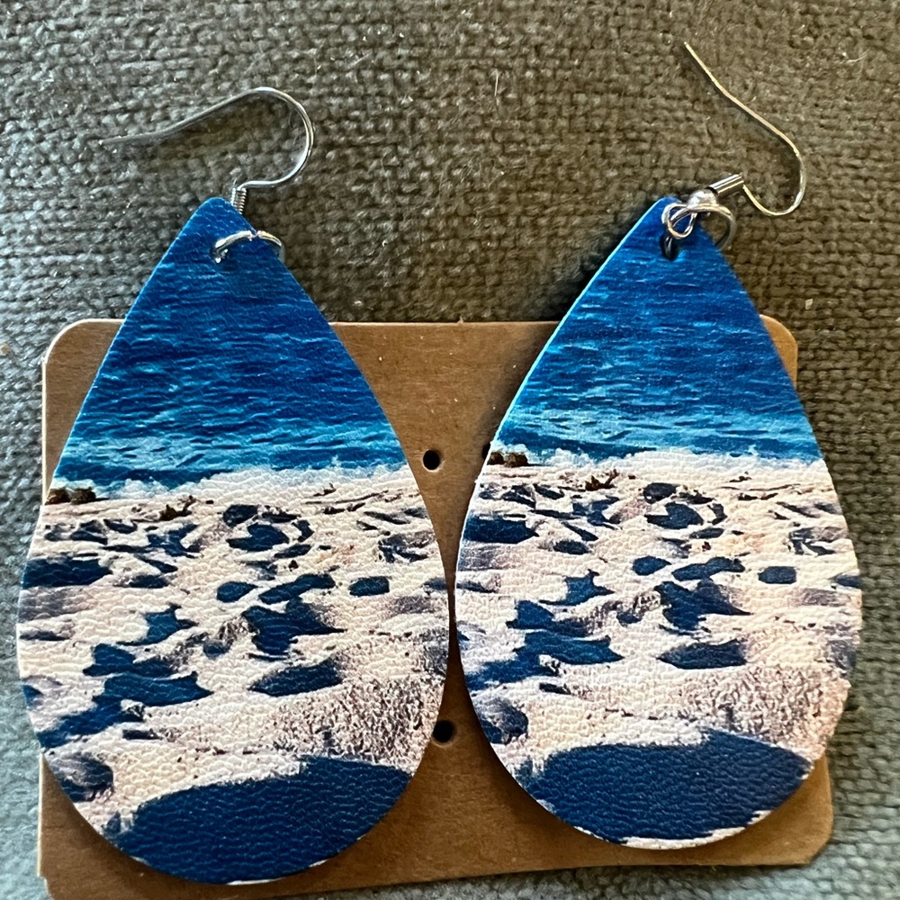 Faux leather earrings. $6 each or 3 for $15.